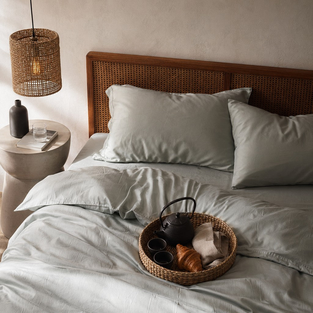 Qelune Bamboo Duvet Cover Set – Cooling Organic Bamboo Bedding in Light Grey