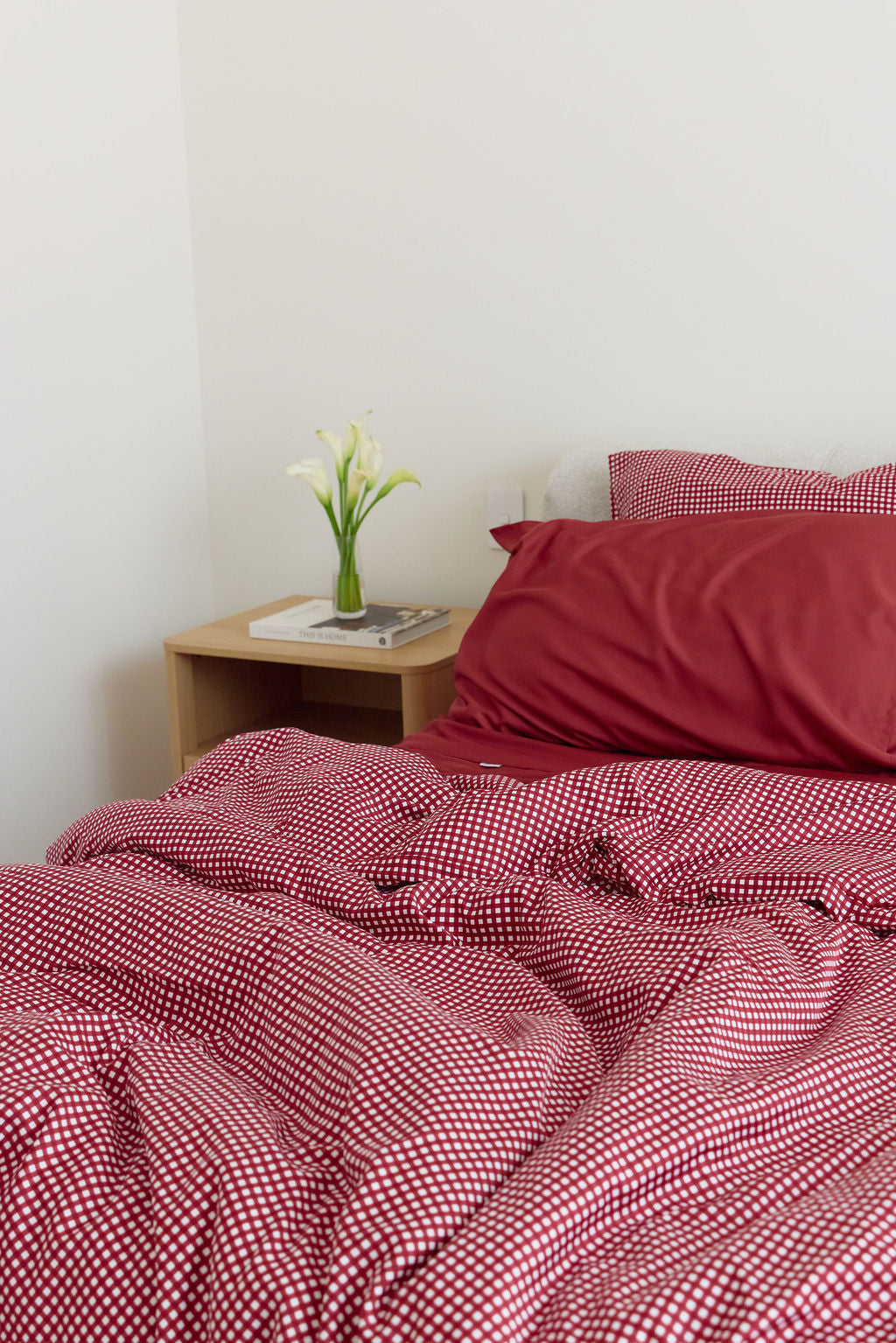 Cherry Gingham Bamboo Quilt Cover