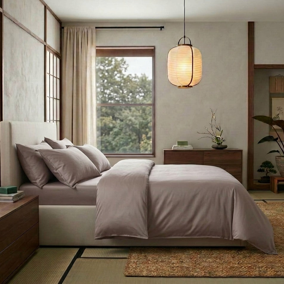 Qelune Bamboo Duvet Cover Set – Cooling Organic Bamboo Bedding in Stone