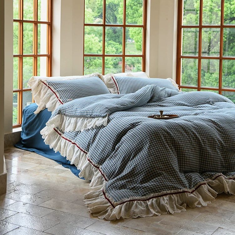 Roselle French Cottage Double Gauze Cotton Ruffle Bedding Set G110