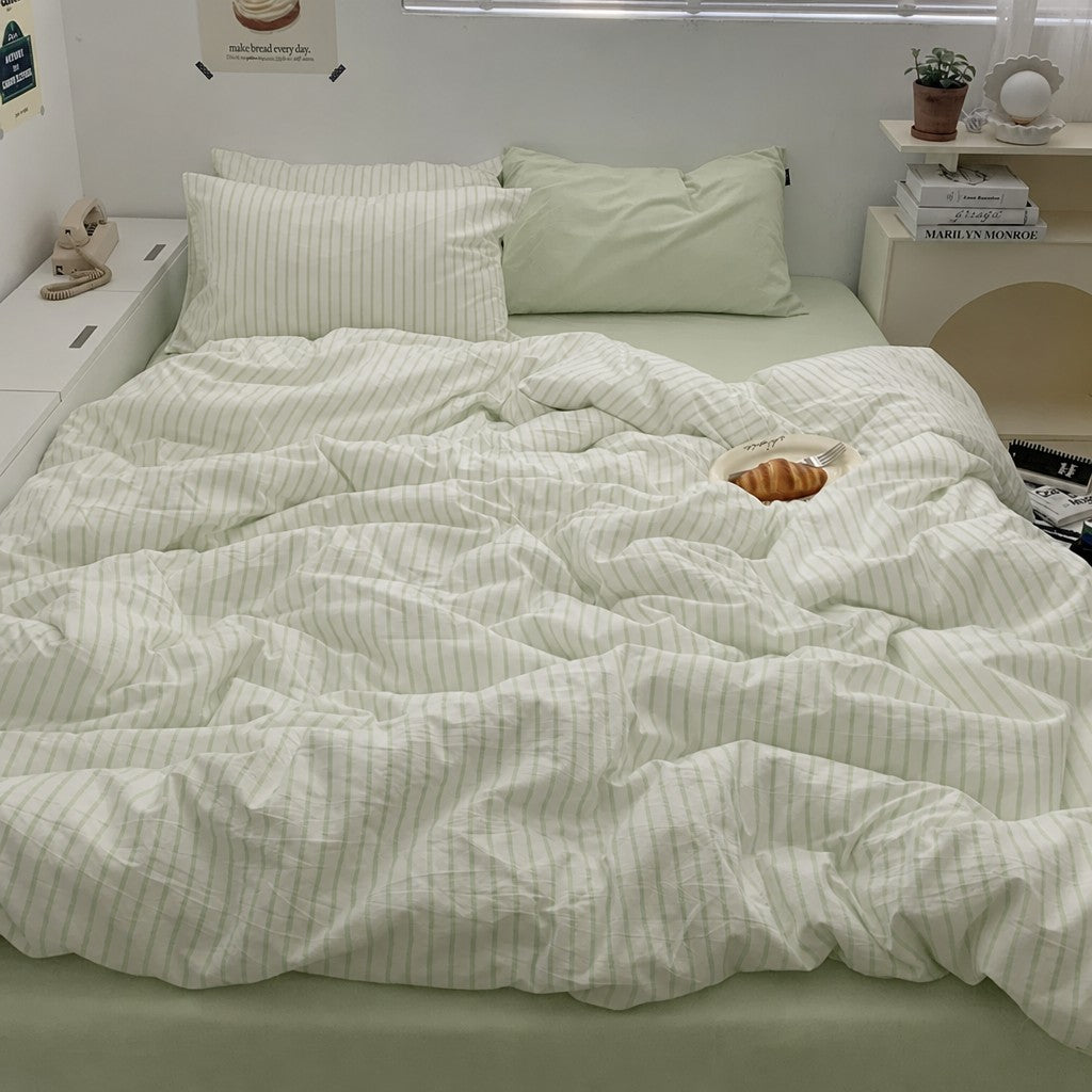 Vintora Soft Washed Cotton Stripe Bedding Set G91