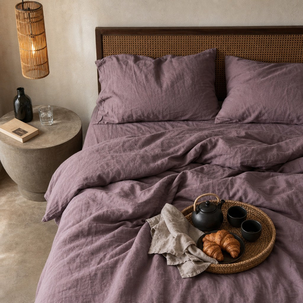 Cottara Washed Cotton Bedding Set Soft Breathable Bed Linen for Cozy Dorm and Home Use G65