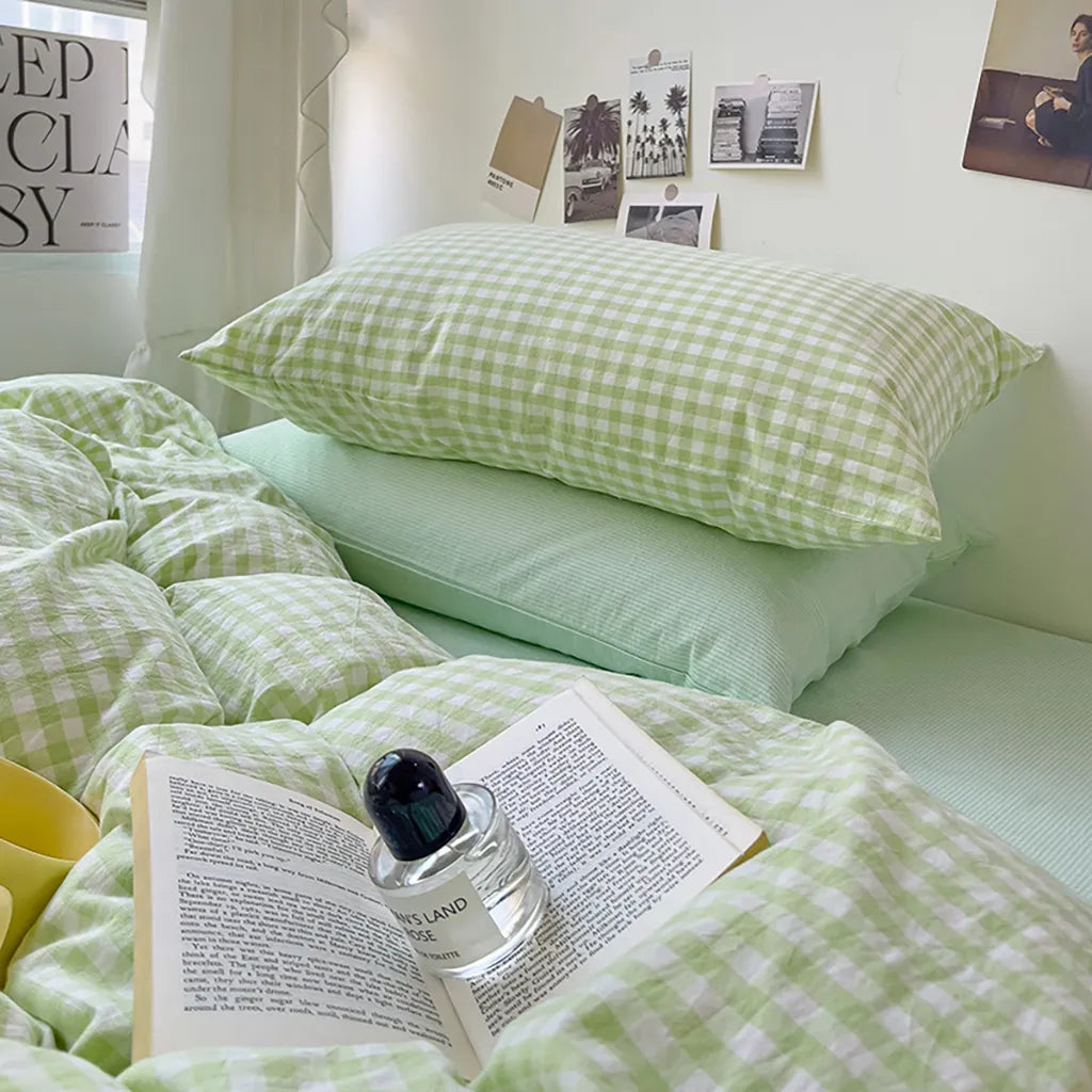 Pastoral Green Gingham Duvet Cover
