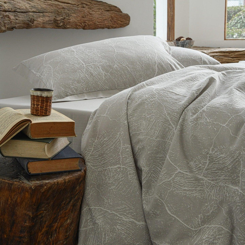 Glacier Vein Jacquard Cotton Duvet Cover Set - Mist Grey