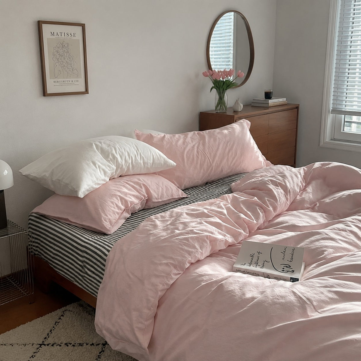 Vintora Blush Solid Pure Cotton Bedding Set for All Season Bedroom Decor G117