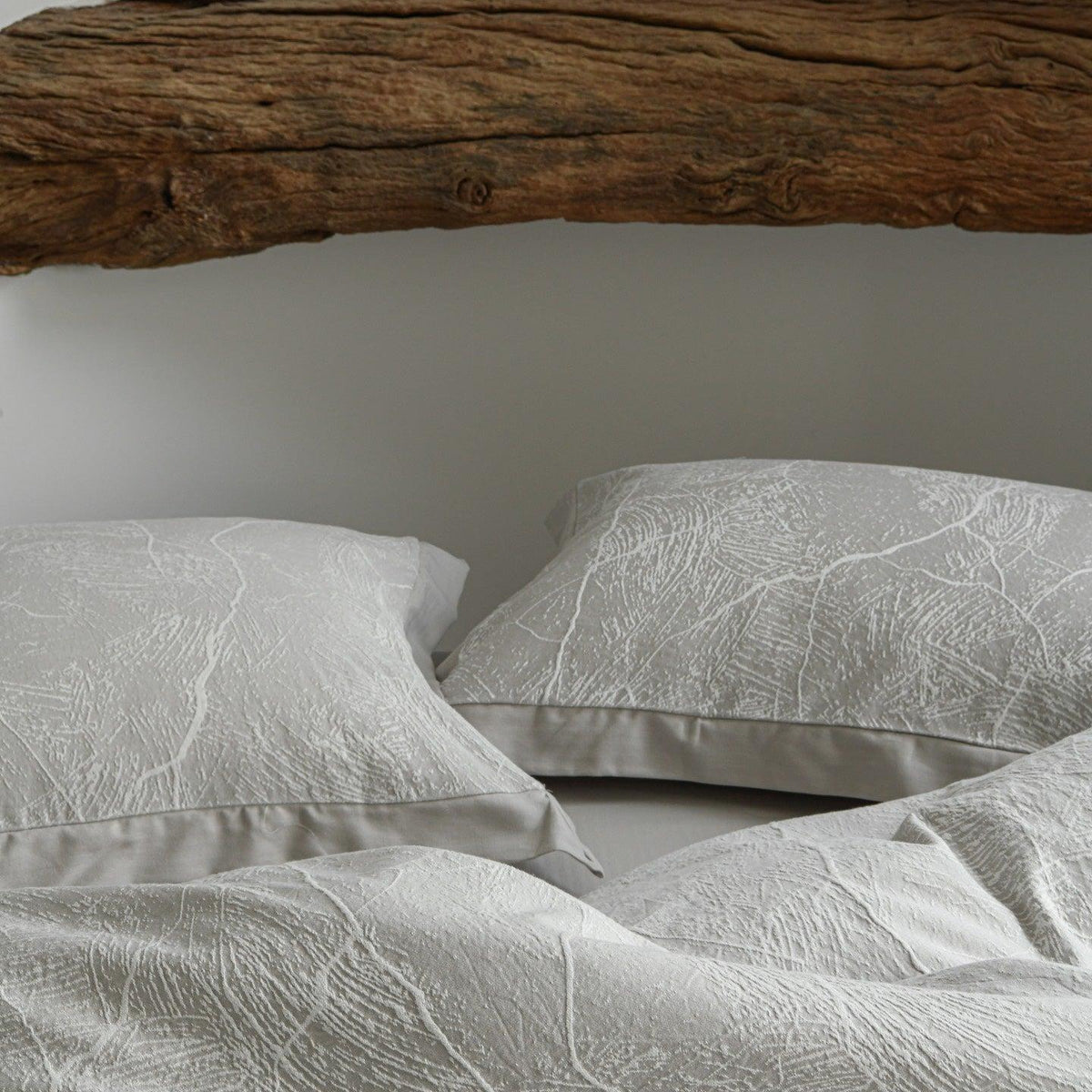 Glacier Vein Jacquard Cotton Duvet Cover Set - Mist Grey