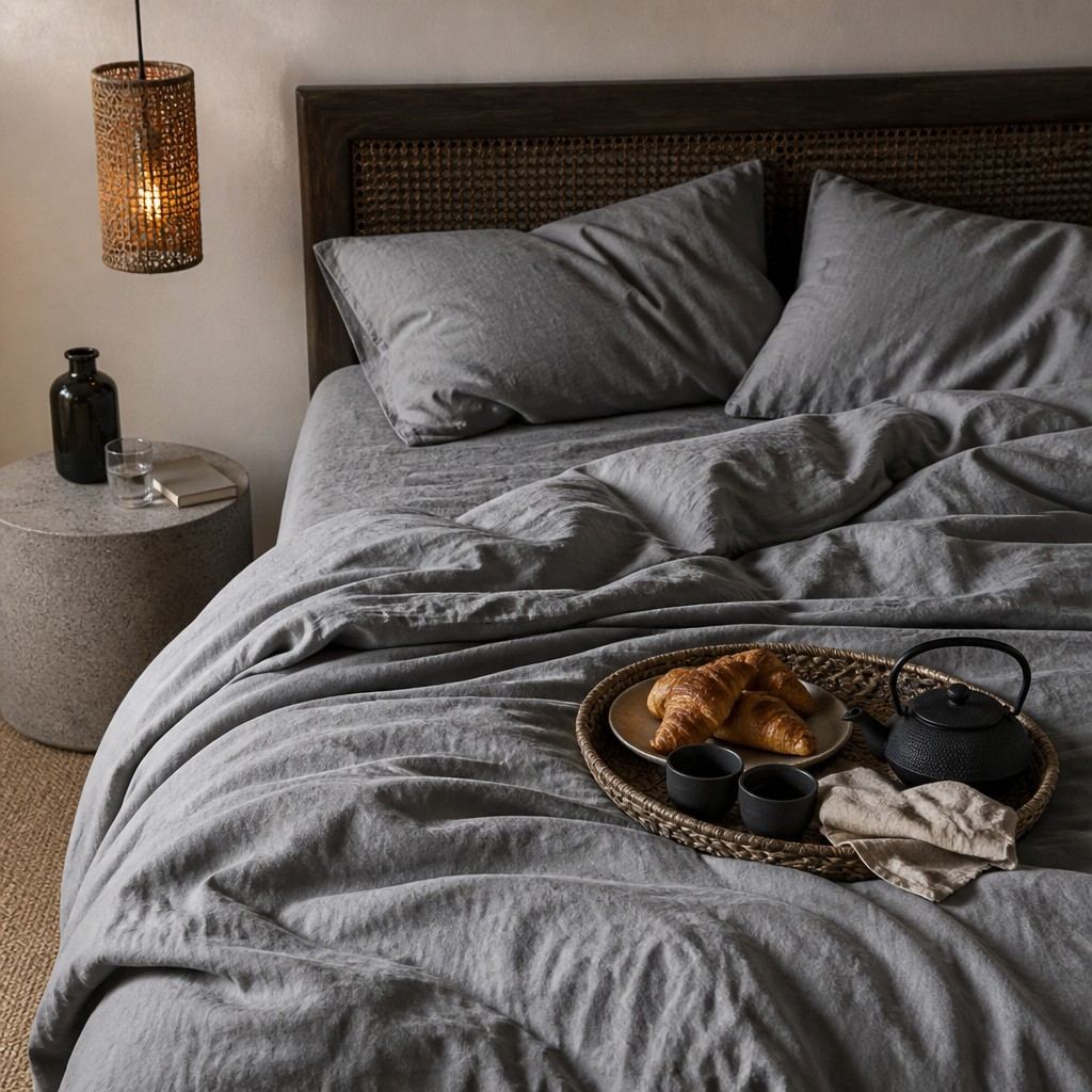 Cottara Washed Cotton Bedding Set Soft Breathable Bed Linen for Cozy Dorm and Home Use G65