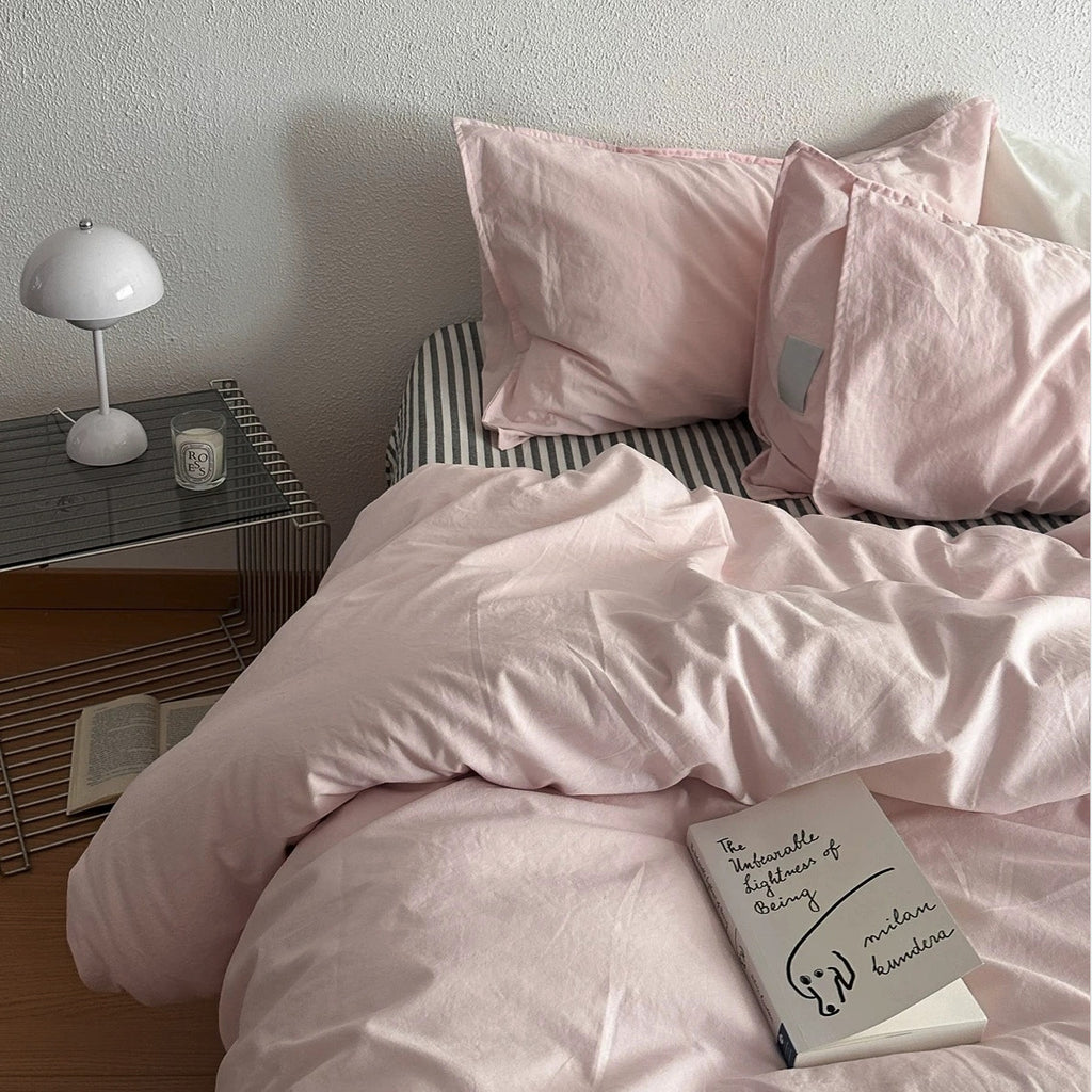 Vintora Blush Solid Pure Cotton Bedding Set for All Season Bedroom Decor G117