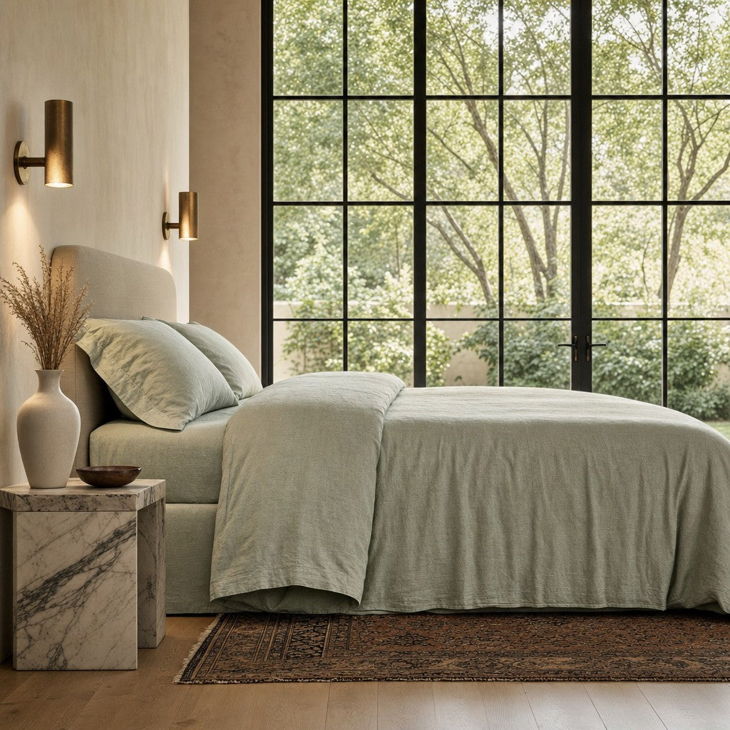 Cottara Washed Cotton Bedding Set Soft Breathable Bed Linen for Cozy Dorm and Home Use G65