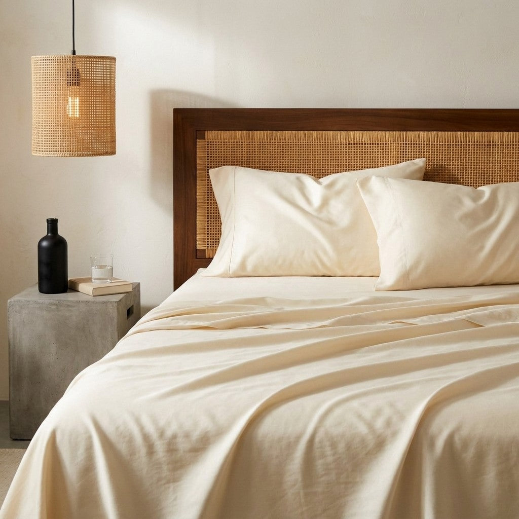 Qelune Bamboo Sheet Set – Cooling Organic Bamboo Bedding in Elegant Ivory