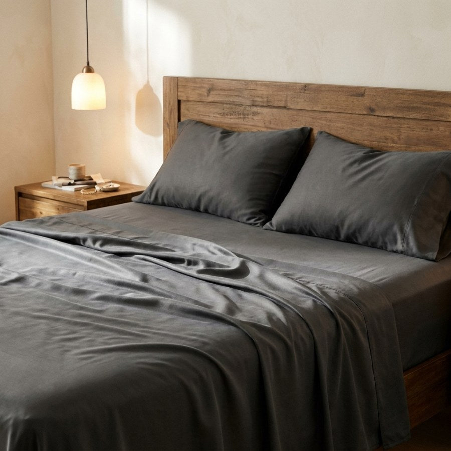 Qelune Bamboo Sheet Set – Cooling Organic Bamboo Bedding in Charcoal