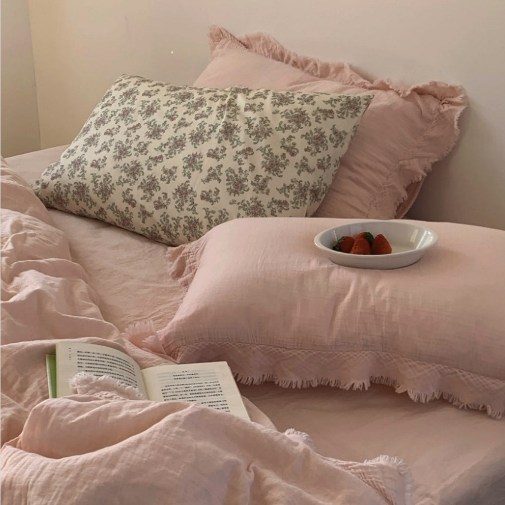 Roselle Pastel Color Ruffle Cotton Bedding Set G114