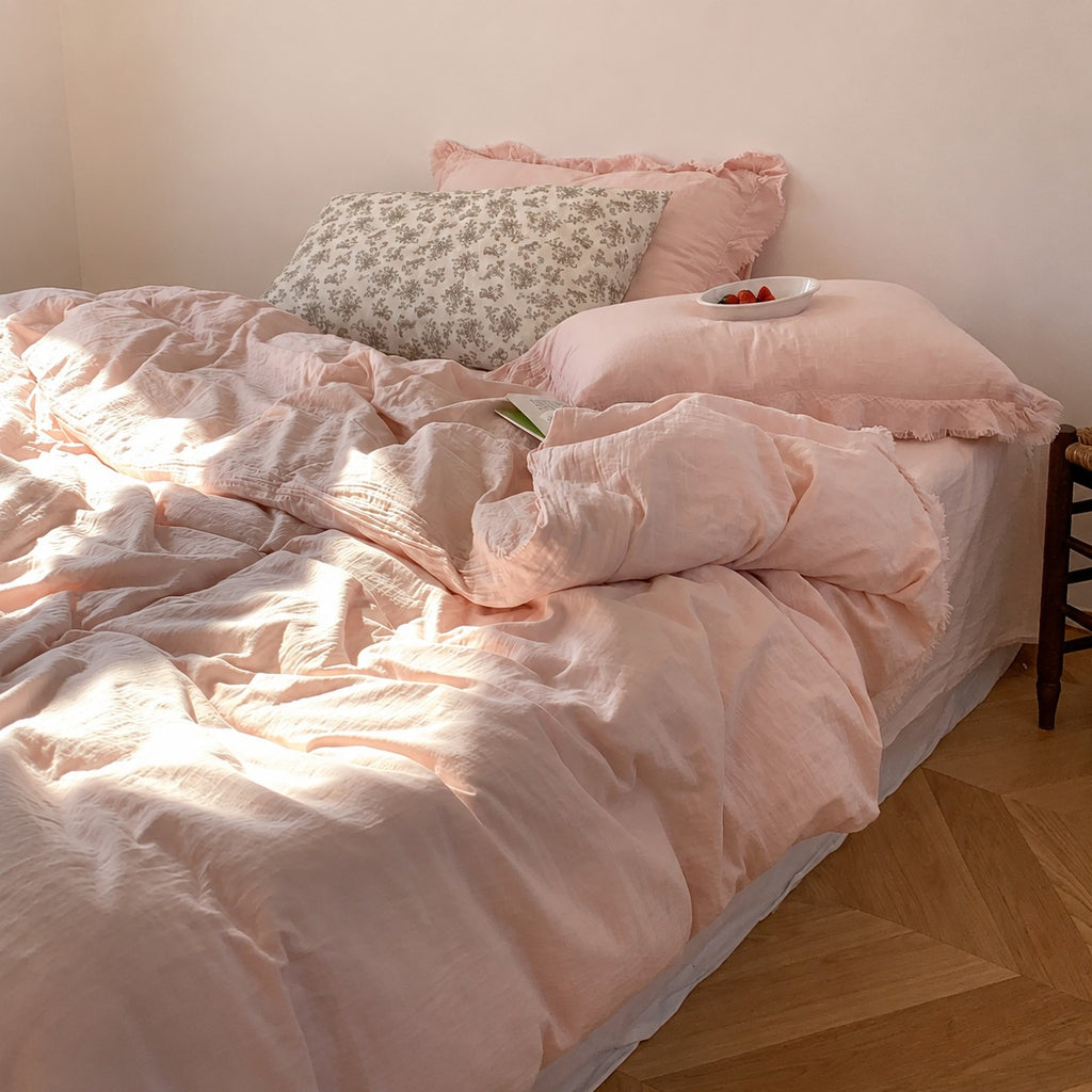Roselle Pastel Color Ruffle Cotton Bedding Set G114