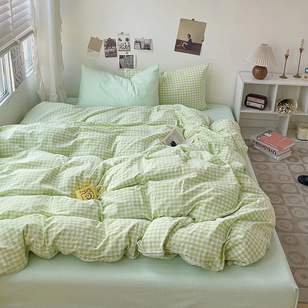 Pastoral Green Gingham Duvet Cover