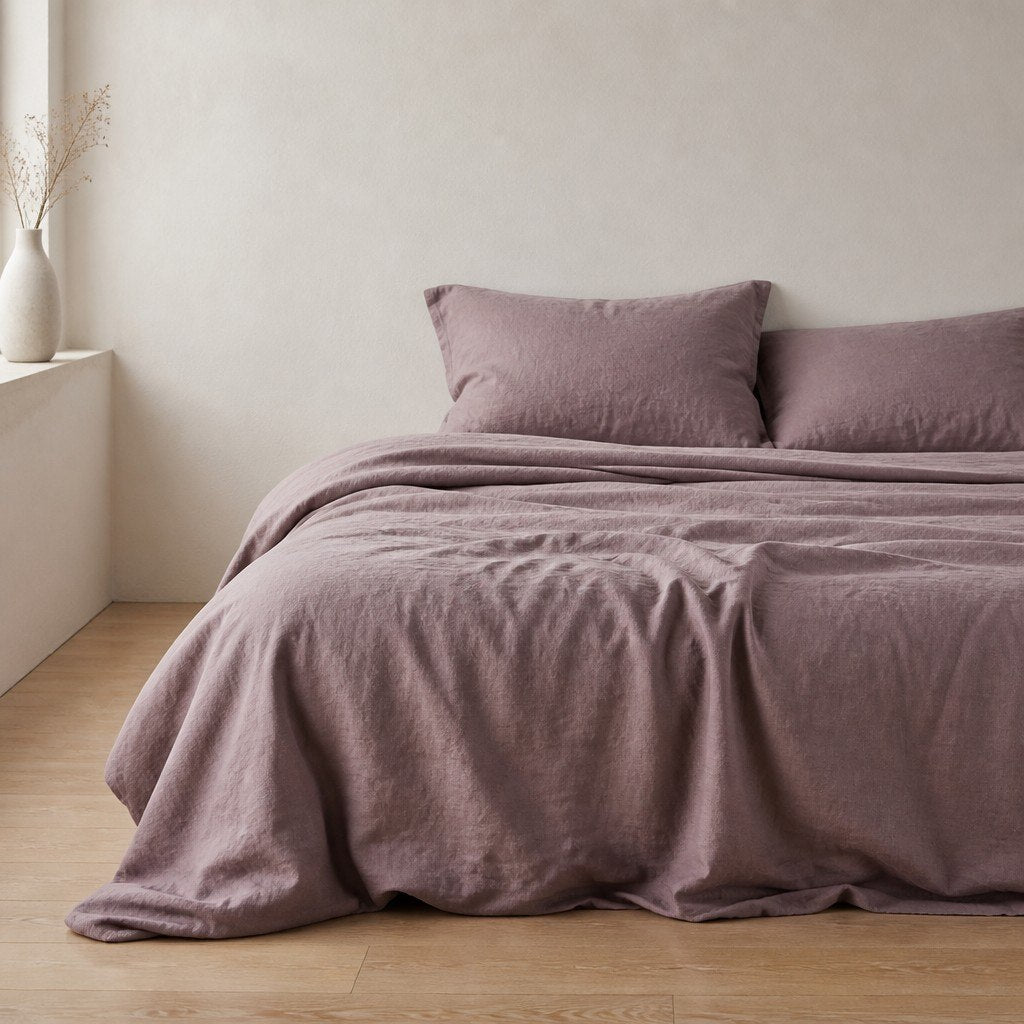 Cottara Washed Cotton Bedding Set Soft Breathable Bed Linen for Cozy Dorm and Home Use G65