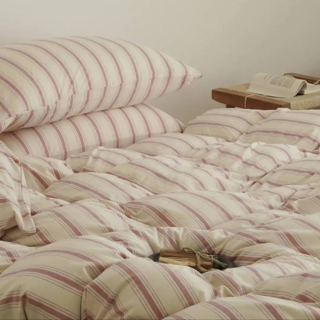 Natural Striped Bedding Set