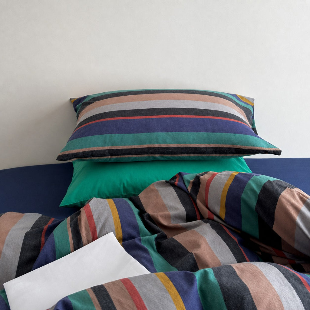 Vintora Vintage BV Green Striped Cotton Bedding Set G98