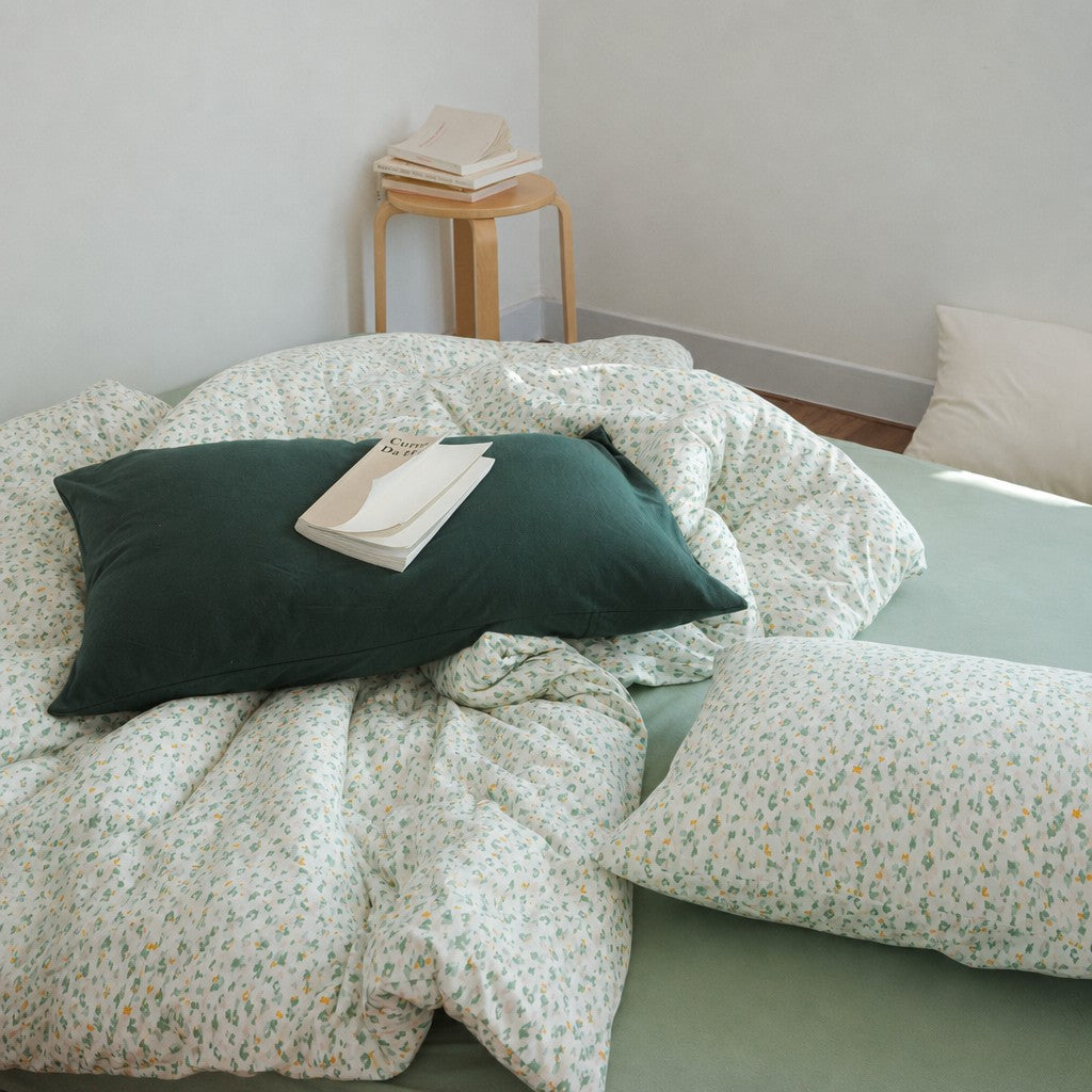 Roselle Green Floral Print Cotton Bedding Set
