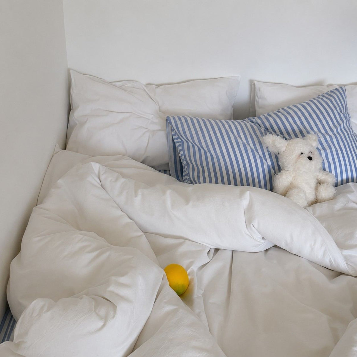 Vintora Minimalist Washed Cotton Striped Bedding Set  Airy All Season G97