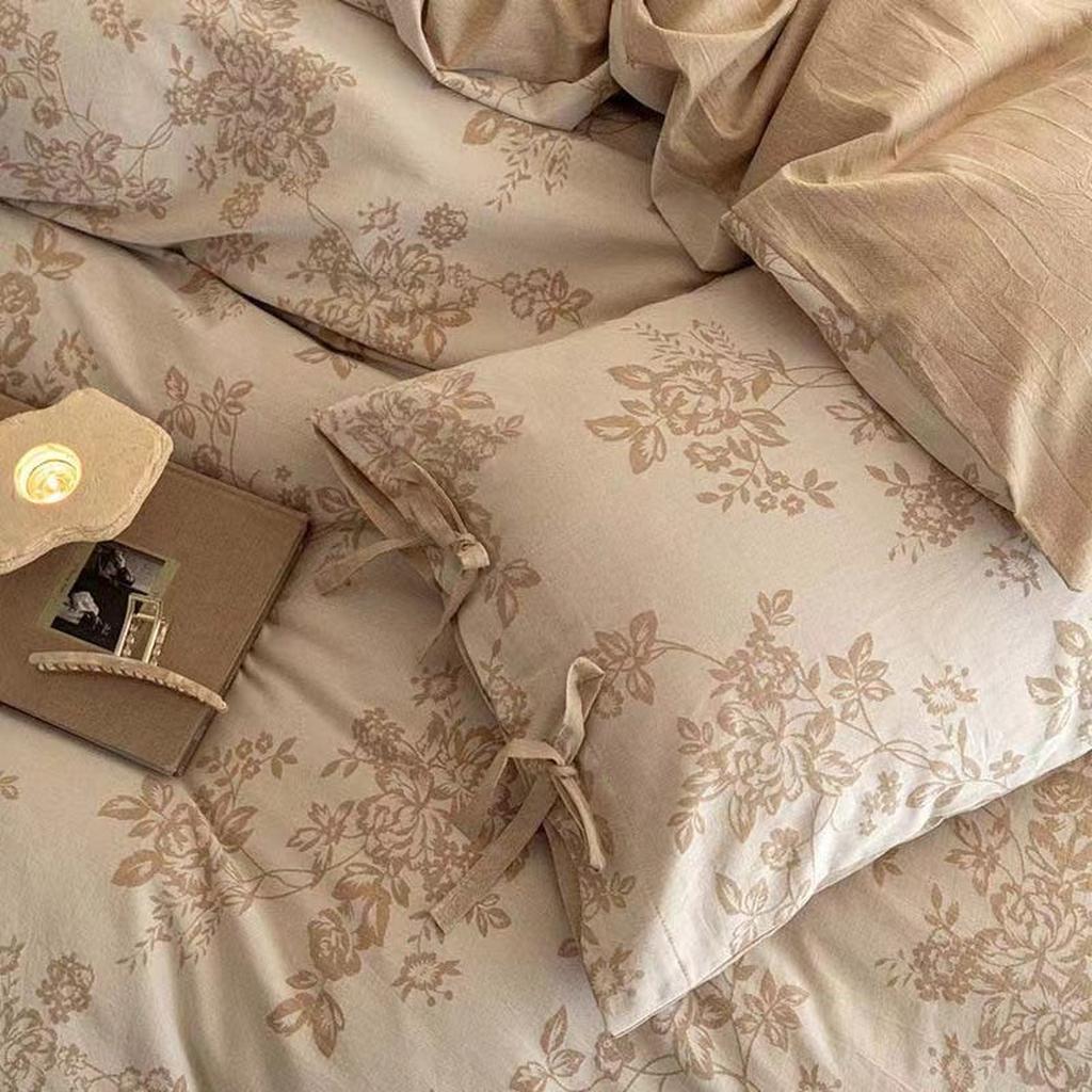 Floral Jacquard Bedding Set with Bow Tie - Grey