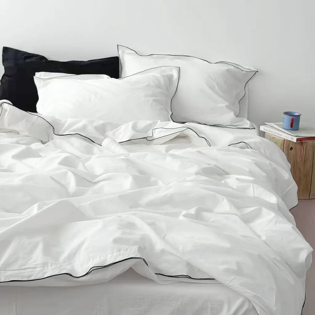 Contrast Flange Cotton Duvet Cover