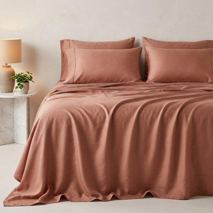 Qelune Bamboo Sheet Set 鈥?Cooling Organic Bamboo Bedding in Clay