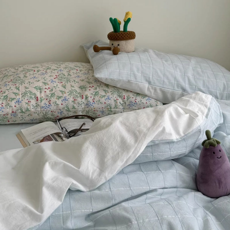 Vireza Washed Cotton Floral Bedding Set Four Piece G70
