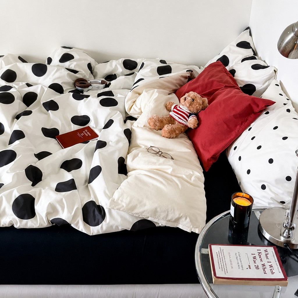 Vintora Relax Style Polka Dot Cotton Bedding Set for Master Bedroom and Dormitory G85