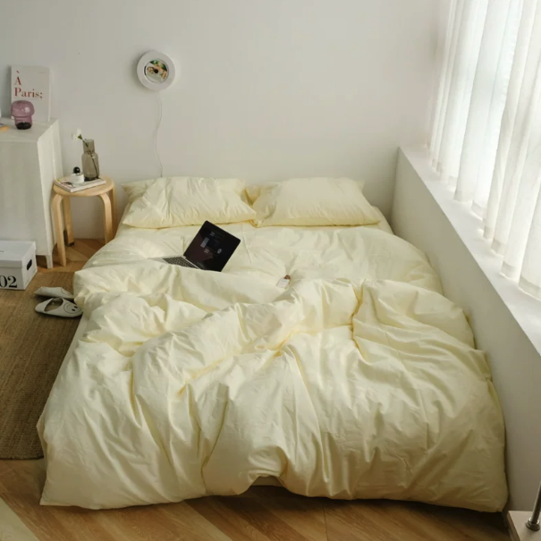 Vireza Solid Color Cotton Washed Bedding Set Nordic Style Bed Linen for Bedroom Decor G73