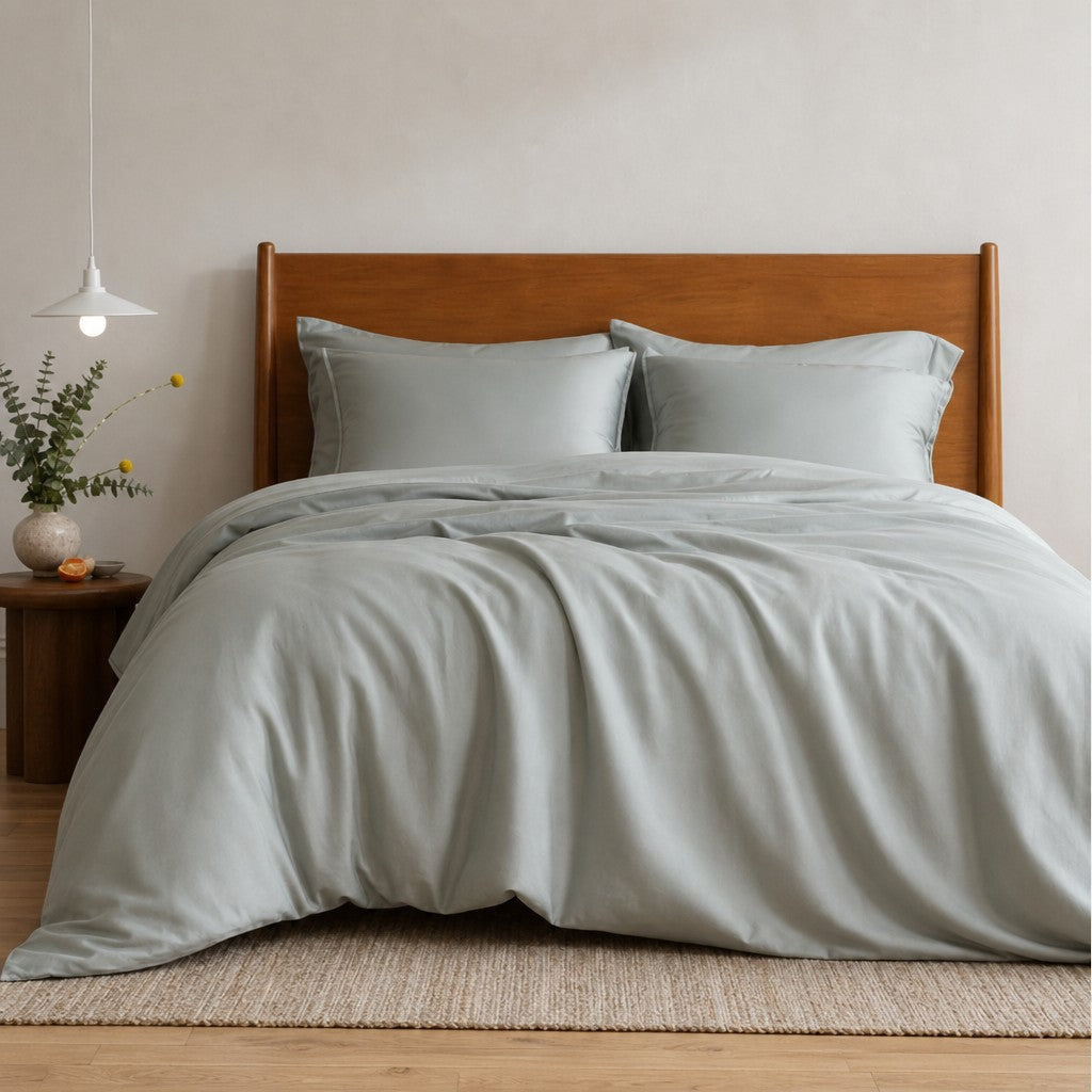 Qelune Bamboo Duvet Cover Set – Cooling Organic Bamboo Bedding in Eucalyptus