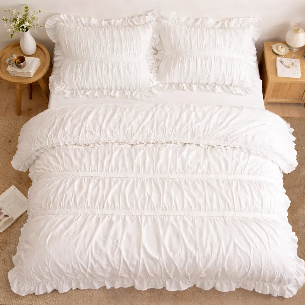 Princess Ruched Duvet Cover with Ruffle