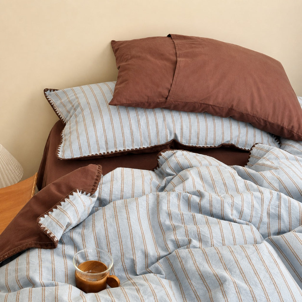 Vintora Soft Cotton Piped Stripe Bedding Set G96
