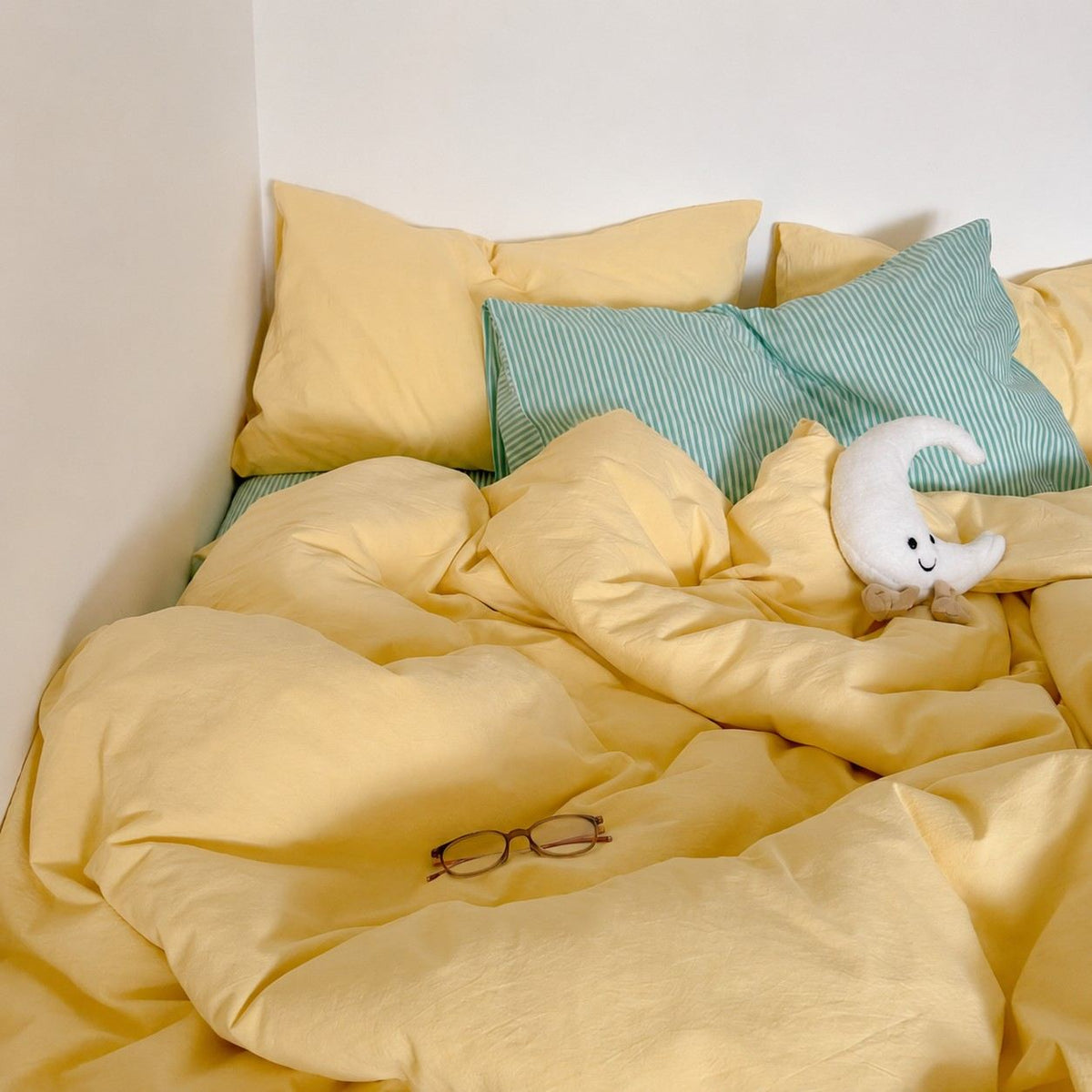 Vintora Minimalist Washed Cotton Striped Bedding Set  Airy All Season G97