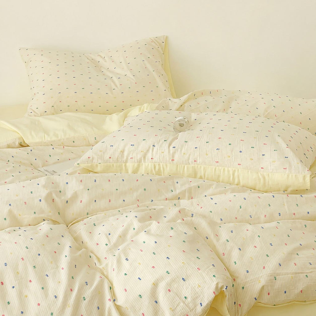 Vireza Washed Cotton Jacquard Bedding Set with Soft Breathable for All Seasons G101