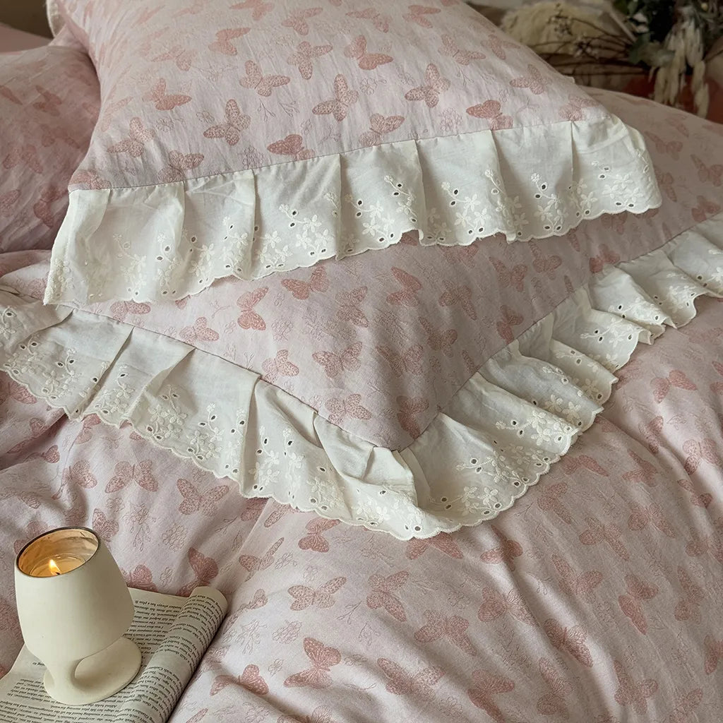 Romantic Butterfly Embroidery Bedding Set