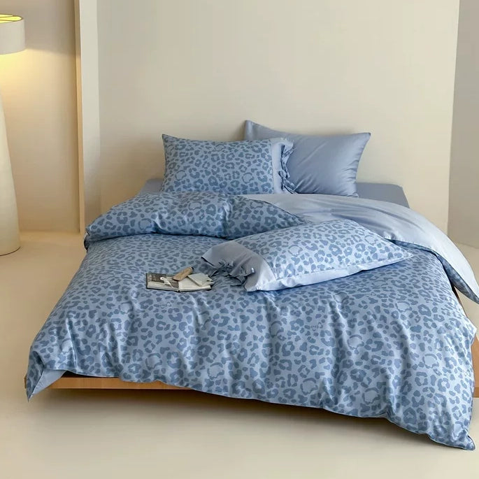 Vireza Coffee Leopard Print Cotton Bedding Set Soft Retro Bed Linen for Cozy Bedrooms G71