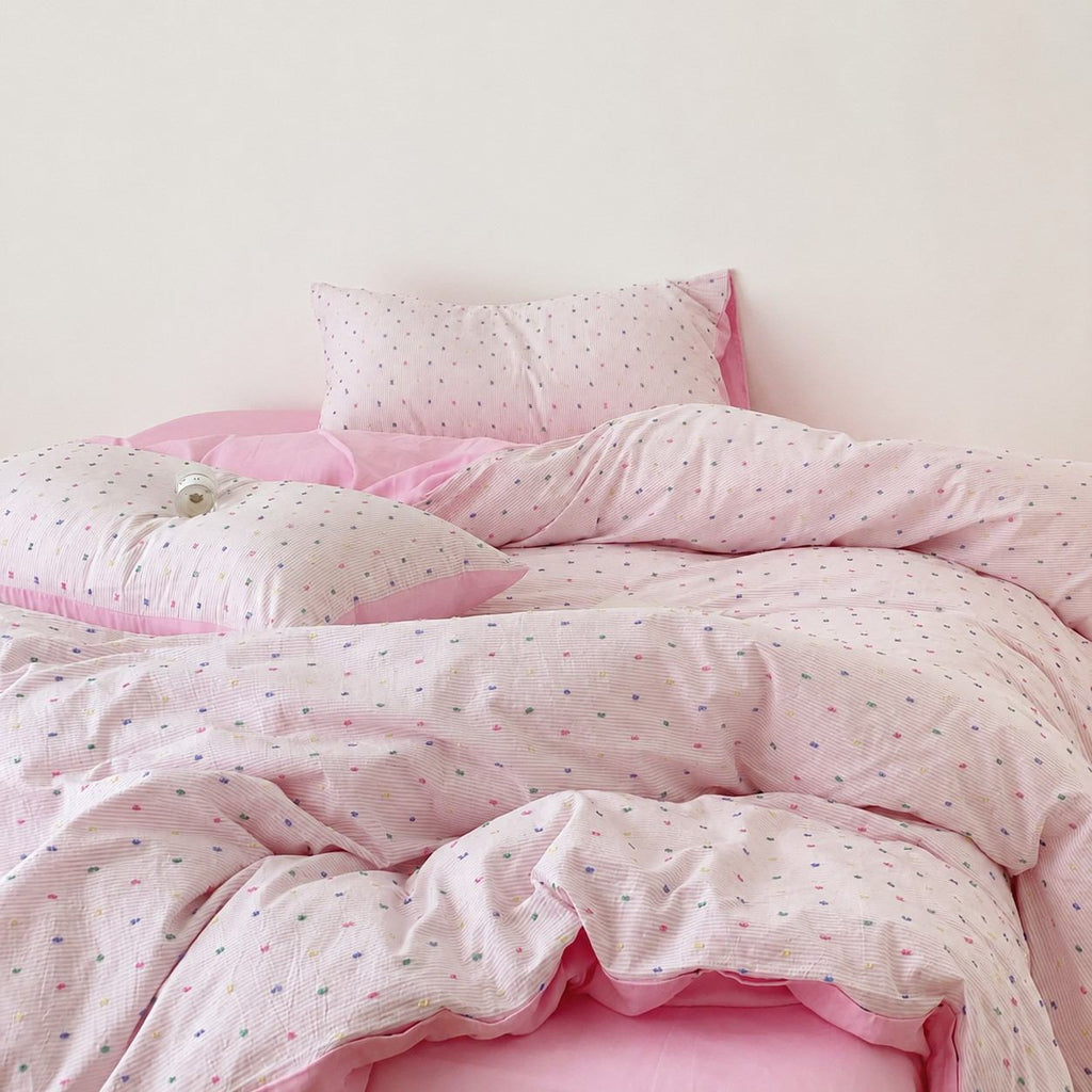 Vireza Washed Cotton Jacquard Bedding Set with Soft Breathable for All Seasons G101