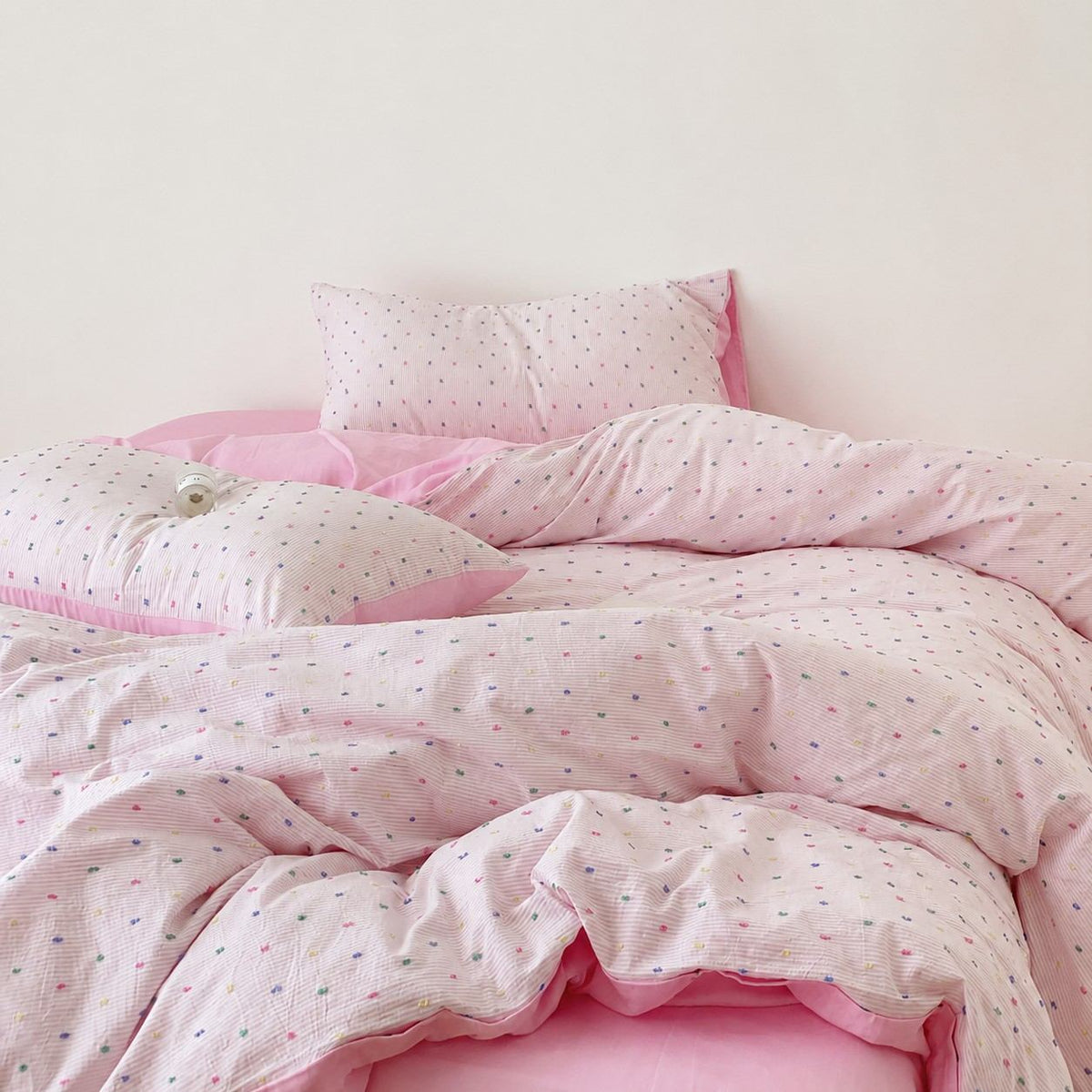 Vireza Washed Cotton Jacquard Bedding Set with Soft Breathable for All Seasons G101