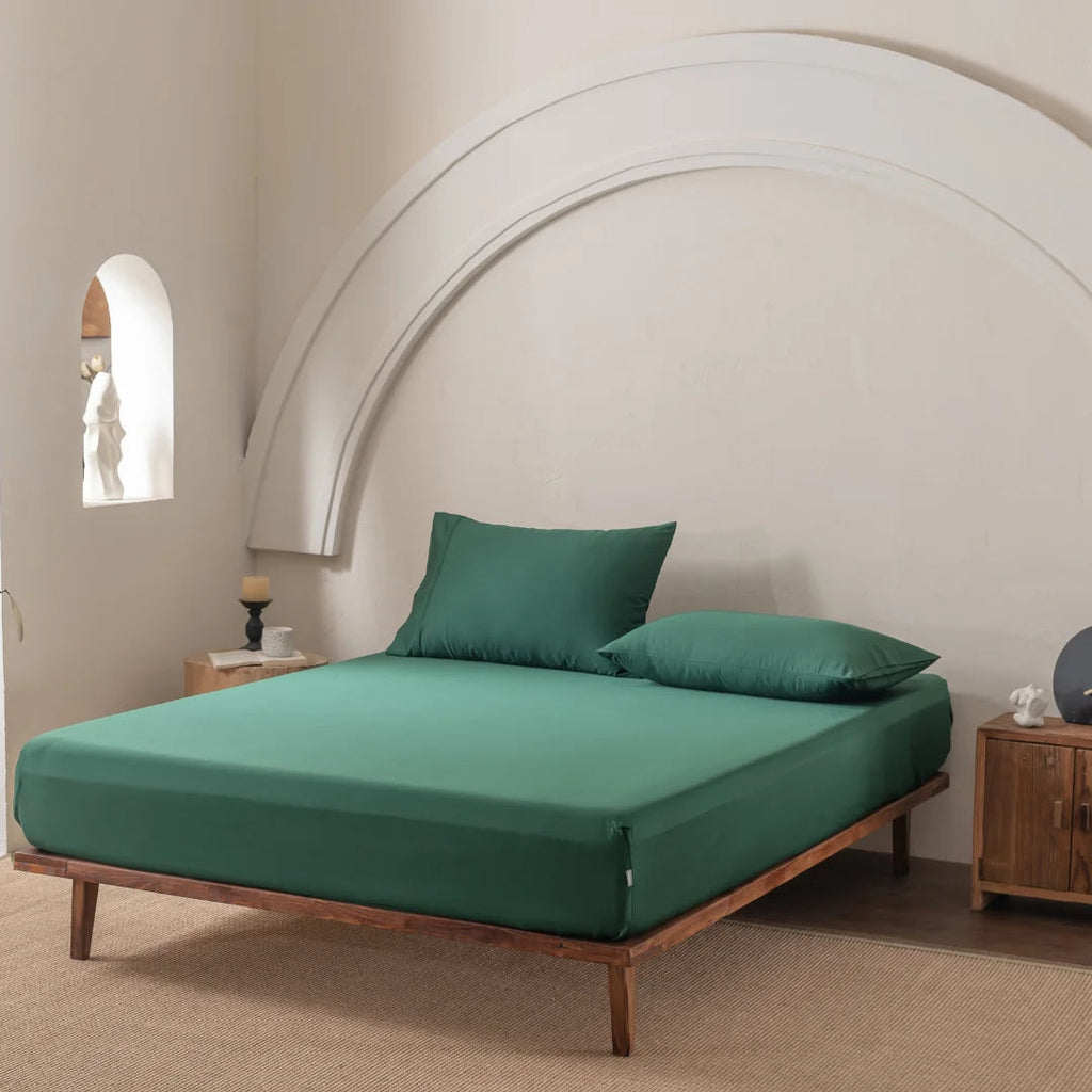 Bamboo Fitted Sheet Set - Evergreen