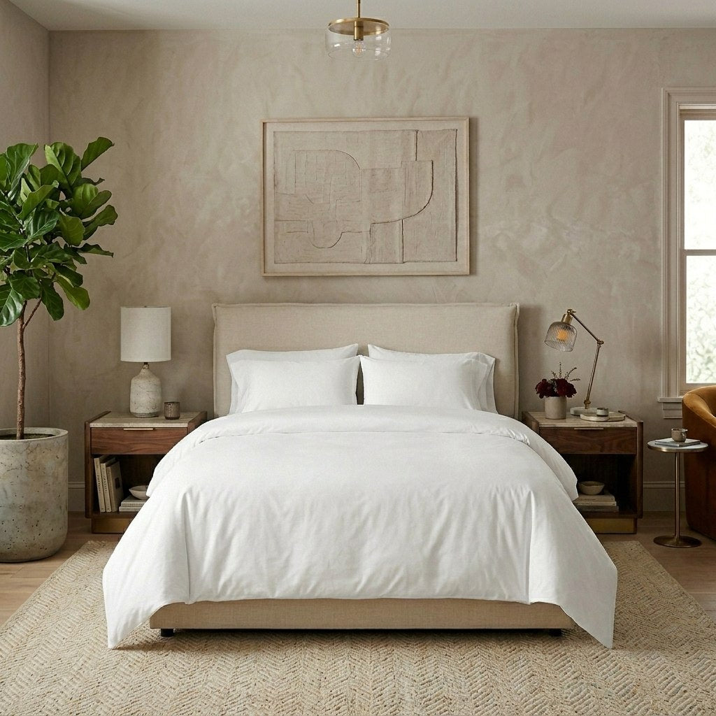 Qelune Bamboo Duvet Cover Set – Cooling Organic Bamboo Bedding in Soft White