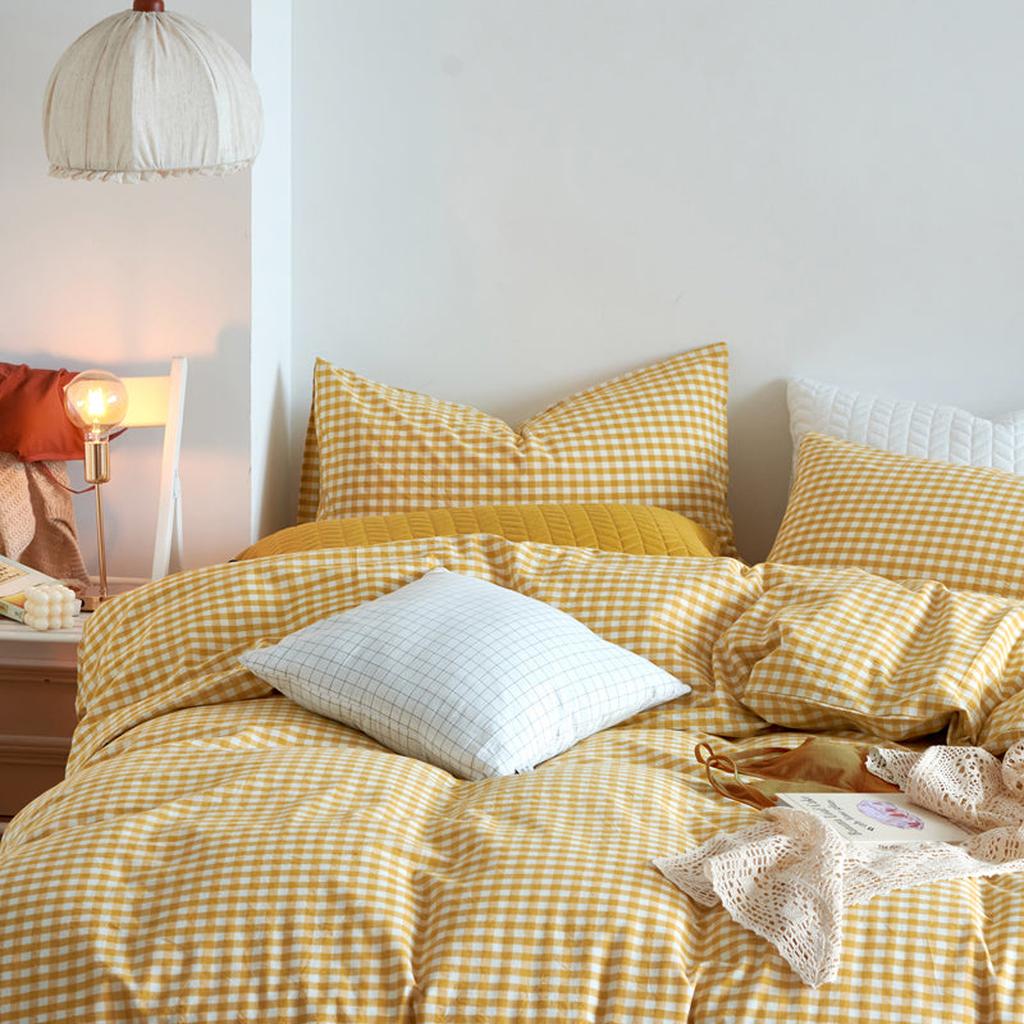Cotton Small Gingham Bedding Set - Navy