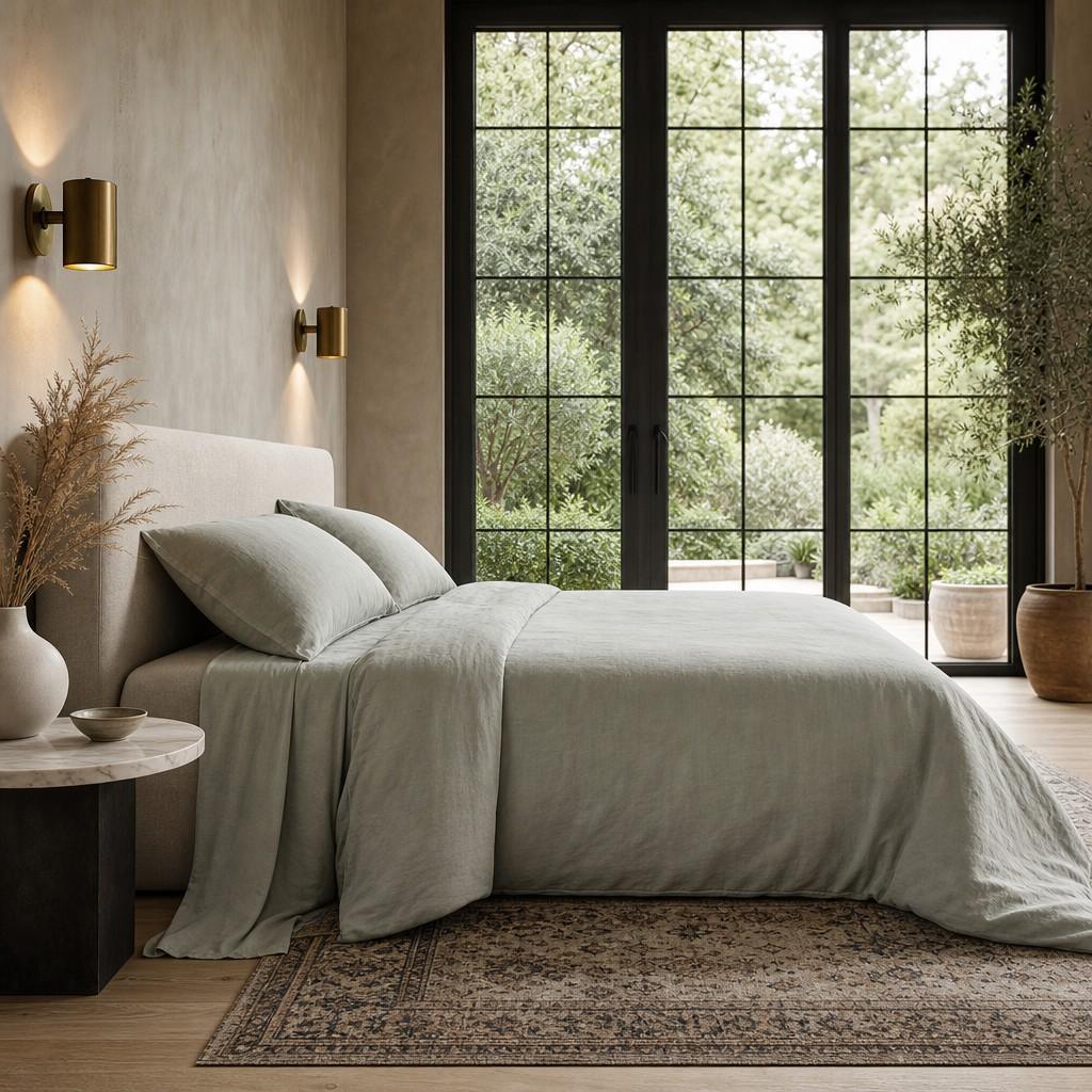 Cottara Washed Cotton Bedding Set Soft Breathable Bed Linen for Cozy Dorm and Home Use G65