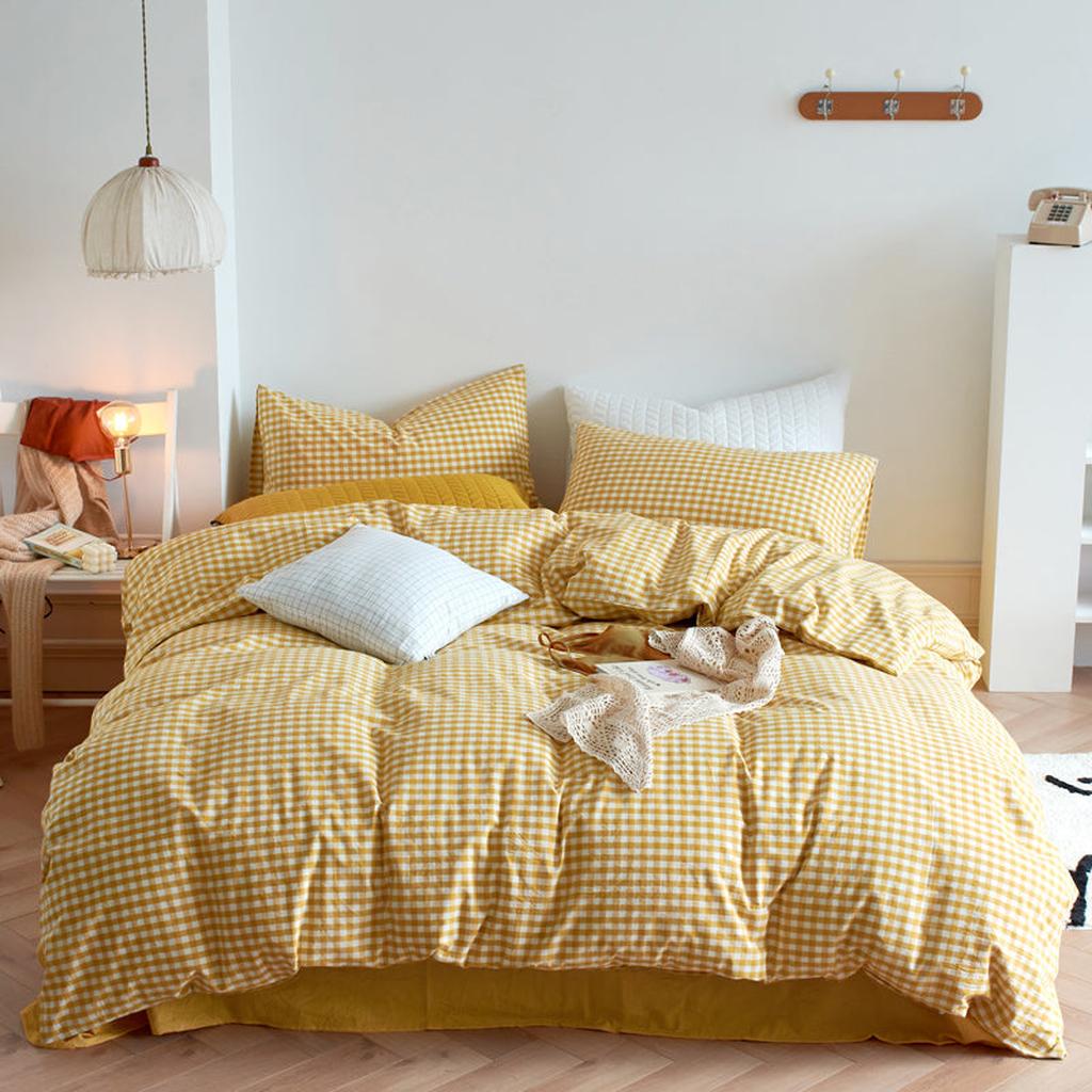Cotton Small Gingham Bedding Set - Navy
