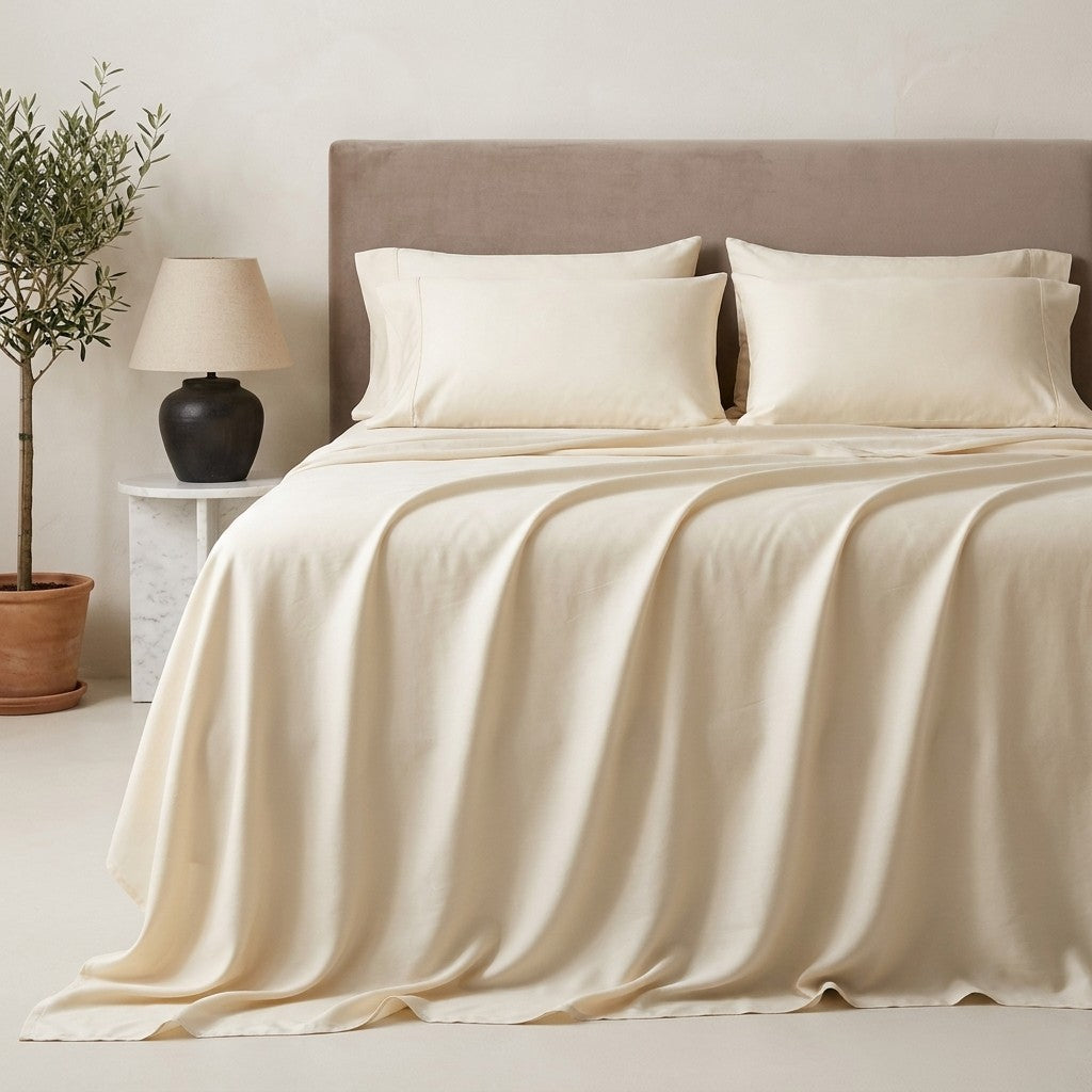 Qelune Bamboo Sheet Set – Cooling Organic Bamboo Bedding in Elegant Ivory