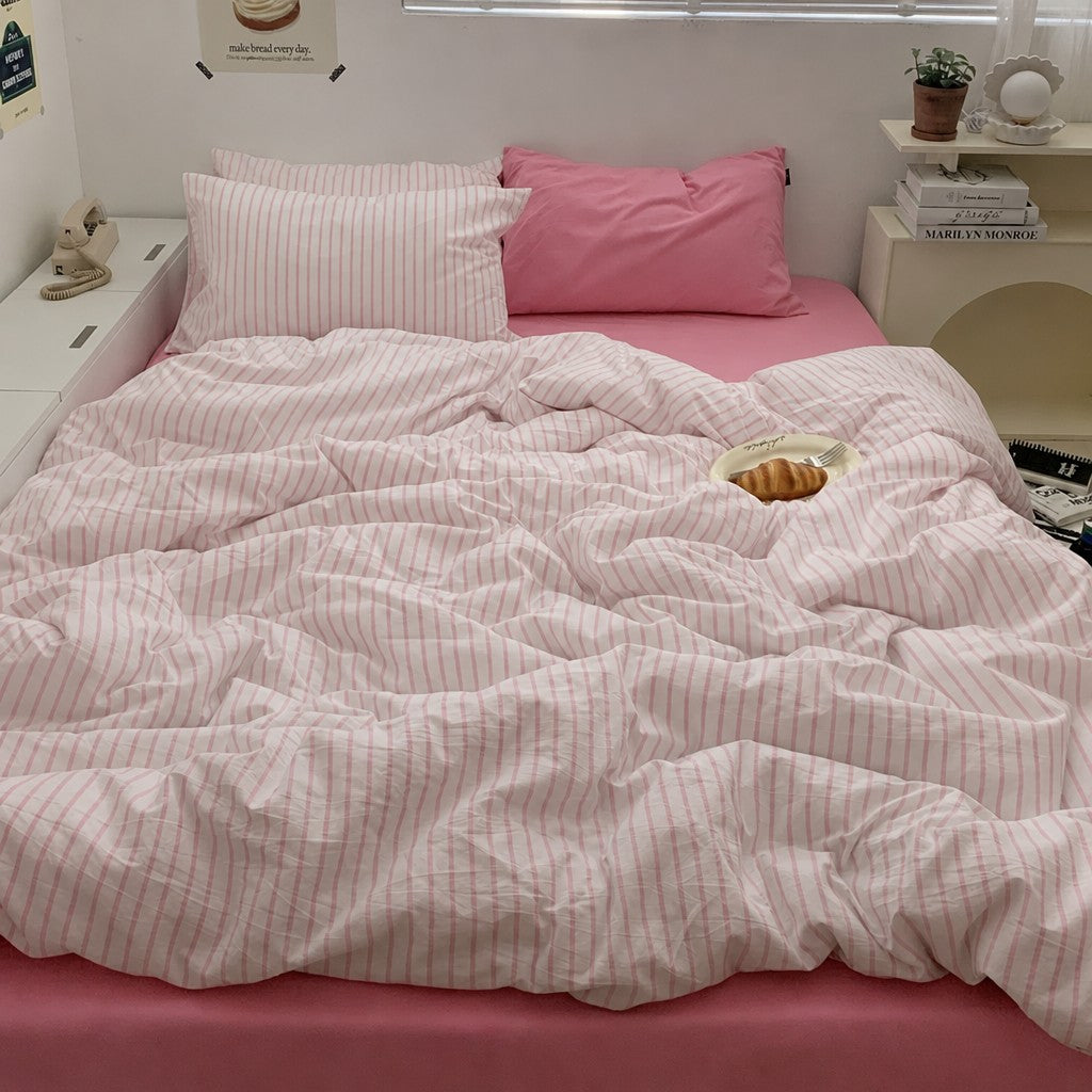 Vintora Soft Washed Cotton Stripe Bedding Set G91