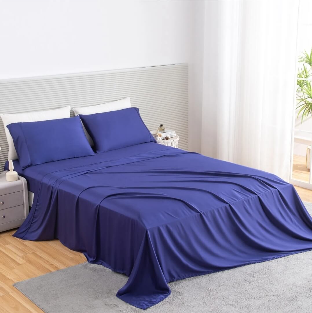 Bamboo Blend Bedsheet Set - Ultra Soft Microfiber Bedding Set (Navy)