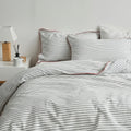 Vintora Minimalist Striped 100% Cotton Bedding Set All Season Washed Cotton Bed Linen G100