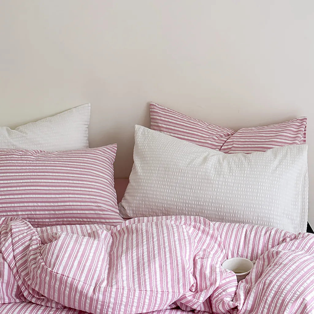Bubble Pink Stripes Bedding Set