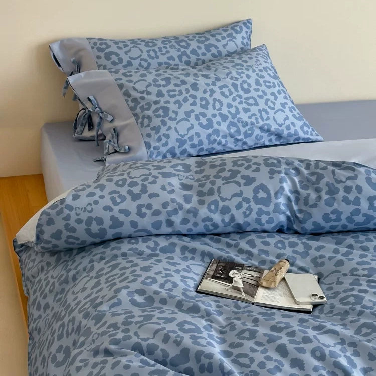 Vireza Coffee Leopard Print Cotton Bedding Set Soft Retro Bed Linen for Cozy Bedrooms G71