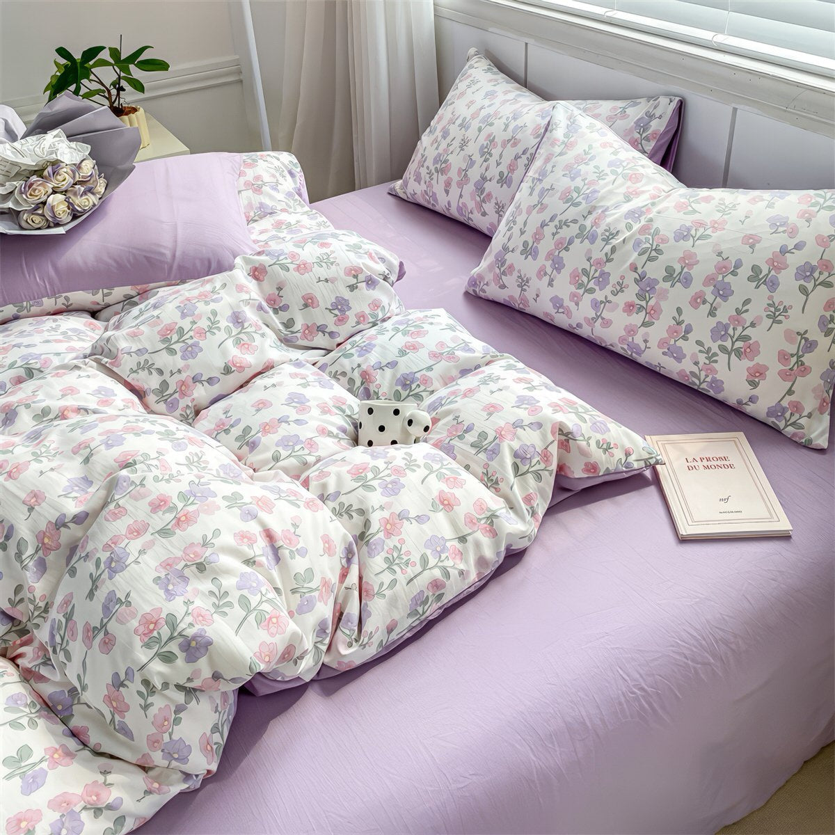 Soft Lavender Floral Bedding Set